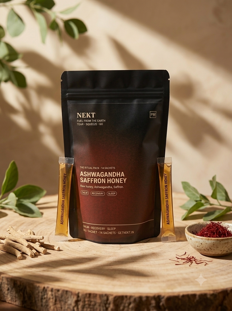 NEKT Ashwagandha Saffron Honey with ashwagandha root and saffron threads