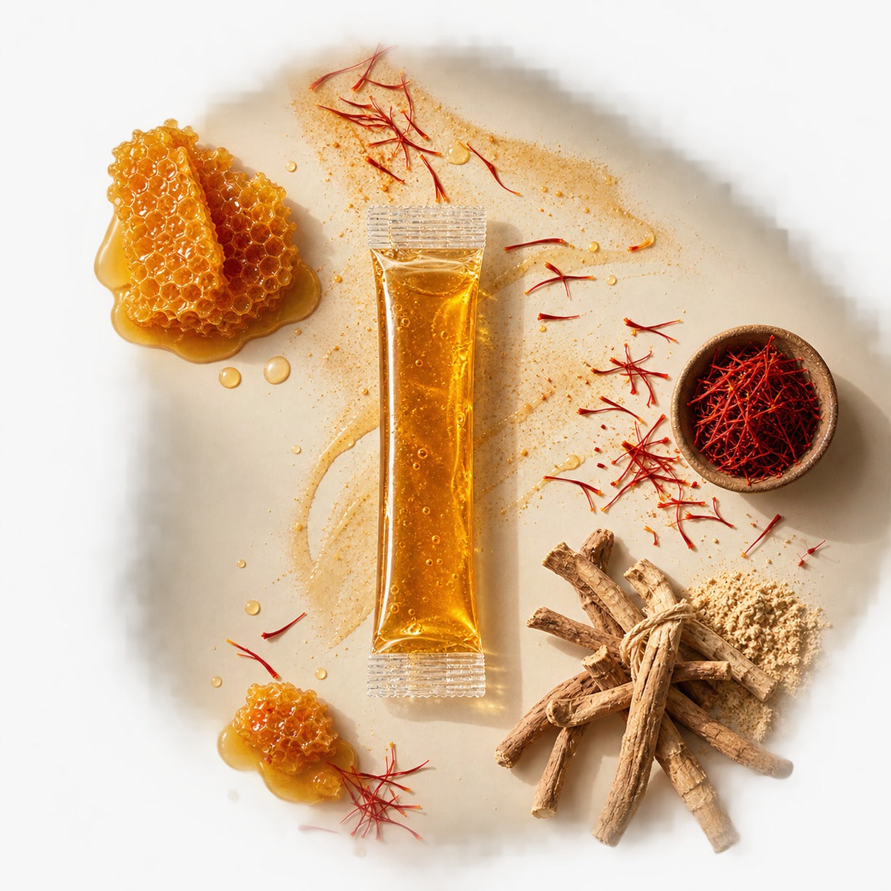 Ashwagandha-Kesar sachet and ingredients